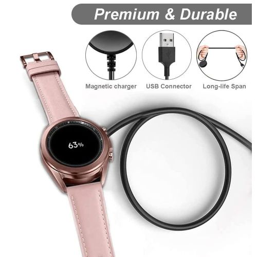 JW106 Charger Compatible with Samsung Galaxy Watch Active 1 2, Galaxy Watch 3ï¼Å' SM-R500/SM-R830/SM-R820/SM-R840/SM-R850 - USB Charging Cable 3.3ft 100cm - Smartwatch Accessories, Black