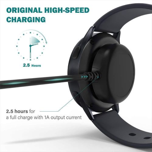 JW106 Charger Compatible with Samsung Galaxy Watch Active 1 2, Galaxy Watch 3ï¼Å' SM-R500/SM-R830/SM-R820/SM-R840/SM-R850 - USB Charging Cable 3.3ft 100cm - Smartwatch Accessories, Black