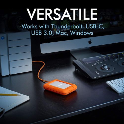Rugged Thunderbolt USB-C 2TB External Hard Drive Portable HDD – USB 3.0 compatible, Drop Shock Dust Water Resistant, Mac and PC Computer Desktop Workstation Laptop, 1 Mo Adobe CC (STFS2000800) -Orange