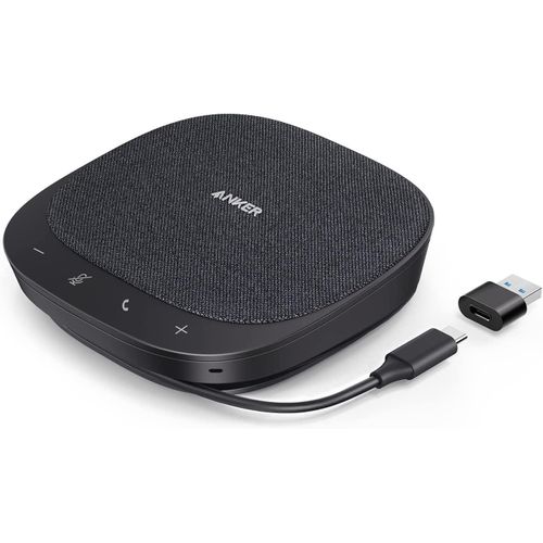 PowerConf S330 USB Speakerphone, Conference Microphone for Home Office, Smart Voice Enhancement, Plug and Play, 360&deg; Voice Coverage, Powerful Sound, Desktop PC Speaker, Online Meetings -Black