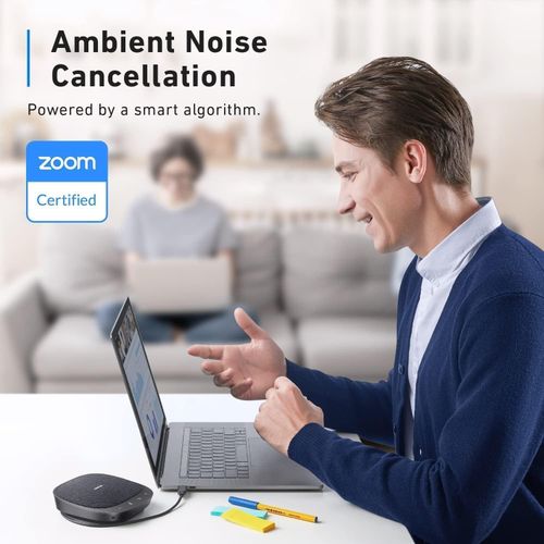 PowerConf S330 USB Speakerphone, Conference Microphone for Home Office, Smart Voice Enhancement, Plug and Play, 360° Voice Coverage, Powerful Sound, Desktop PC Speaker, Online Meetings -Black