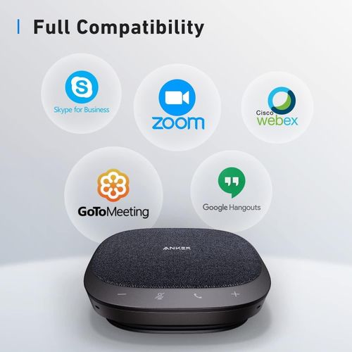 PowerConf S330 USB Speakerphone, Conference Microphone for Home Office, Smart Voice Enhancement, Plug and Play, 360° Voice Coverage, Powerful Sound, Desktop PC Speaker, Online Meetings -Black