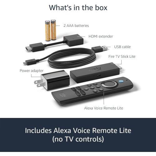 Amazon Fire TV Stick Lite, Full HD Streaming Device, Alexa Voice Remote (2nd Gen), Dolby Audio, HDMI-Compatible, Stream Netflix, YouTube, Prime Video, Apple TV+, HBO Max, Hulu, for free and live TV, Projector, Monitor, HD streaming -Black