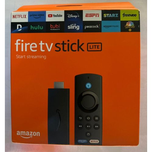 Amazon Fire TV Stick Lite, Full HD Streaming Device, Alexa Voice Remote (2nd Gen), Dolby Audio, HDMI-Compatible, Stream Netflix, YouTube, Prime Video, Apple TV+, HBO Max, Hulu, for free and live TV, Projector, Monitor, HD streaming -Black