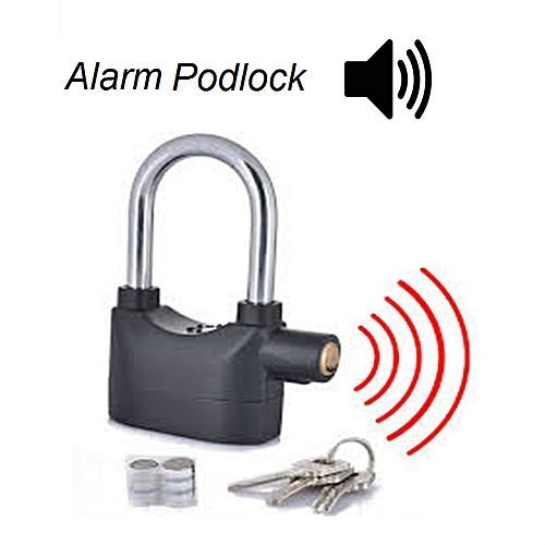 Aloy Siren Alarm Padlock -Zinc Alloy - Black
