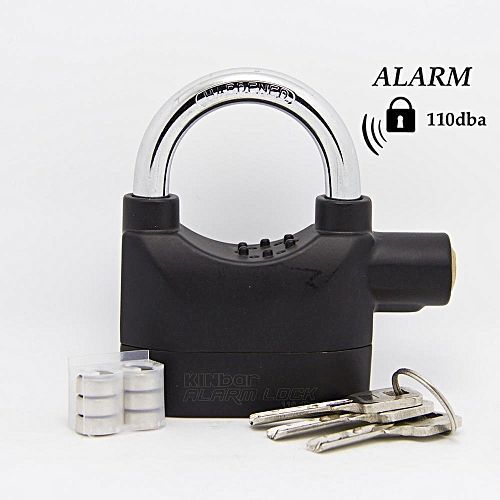 Aloy Siren Alarm Padlock -Zinc Alloy - Black