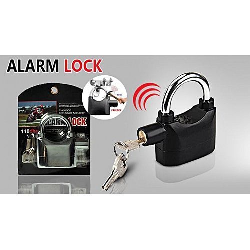 Aloy Siren Alarm Padlock -Zinc Alloy - Black