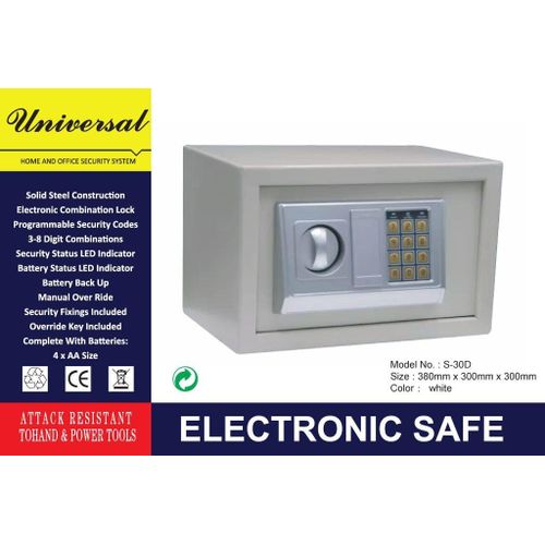 Universal Digital Security Box - Compact Steel Combination Lock Box with Electronic Keypad - Portable Money Safe for Cash Savings or Jewelry (Gray)