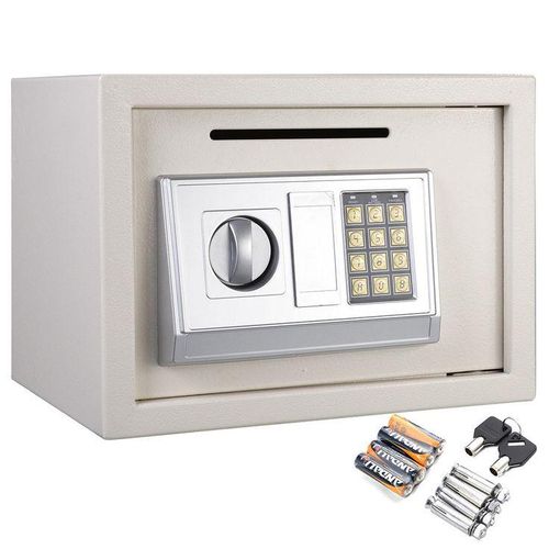 Universal Digital Security Box - Compact Steel Combination Lock Box with Electronic Keypad - Portable Money Safe for Cash Savings or Jewelry (Gray)
