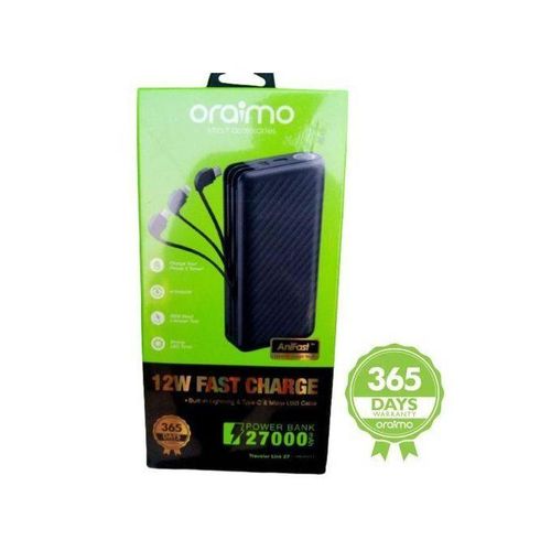 Mobile Battery 27000mAh Traveler Link With Inbuilt Cables 12W Power Bank Thin Smartphone ChargerConvenient to Carry, Business Trips, Travel, Emergency Measures, PSE Certified, Compatible with iPhone, iPad, and Android Devices- Black