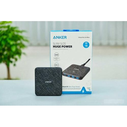 USB C Fast Charger, PowerPort Atom III Slim 65W 4 Port PIQ 3.0 GaN Wall Charging Station with Dual USB C Ports for USB C Laptops, iPad Pro, iPhone, Galaxy, and More - Black