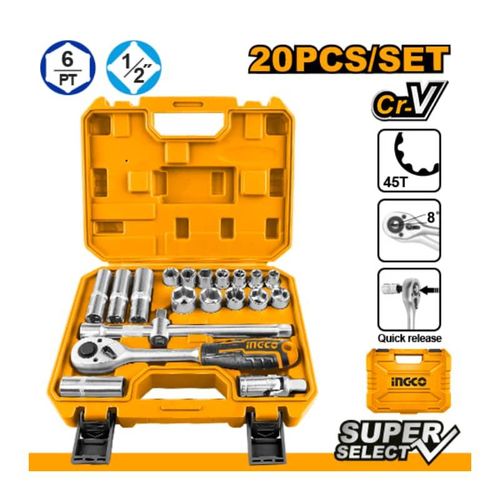INGCO Socket set 1/2" (20 Pcs) HKTS12201 - Orange