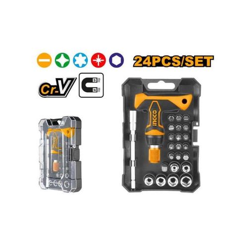 INGCO 24 Pieces T-Handle Wrench Screwdriver Set &ndash; Silver