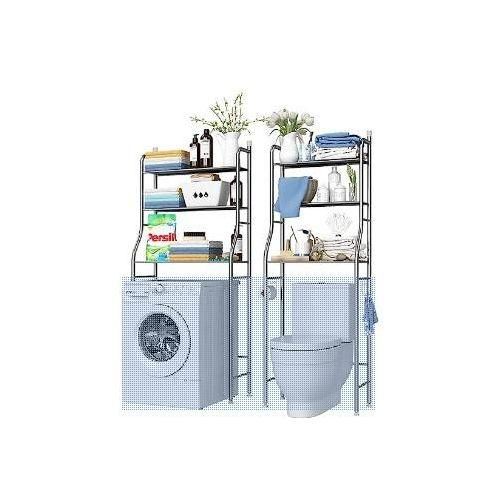 2/3 Tiers Stainless Steel Storage Rack Over Toilet/Bathroom/Laundry/Washing Machine Shelf Unit Organizer - Silver