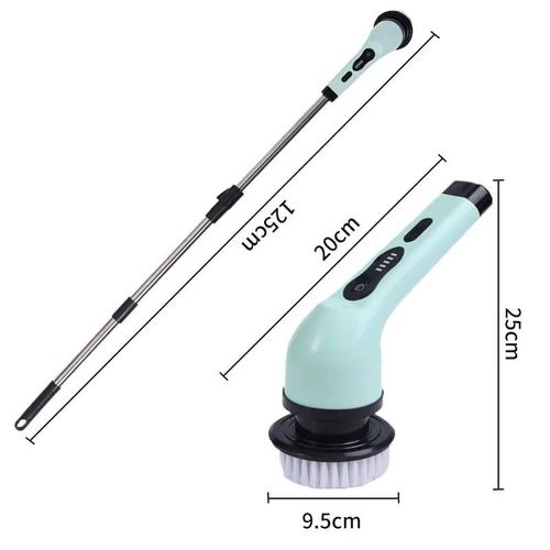 Wireless Rotatable 9-in-1 Electric Cleaning Brush For Windows Toilet Kitchen Wall Cleaner LED Display Handheld Shower Scrubber Bathroom Cleaning Tools- Multicolor