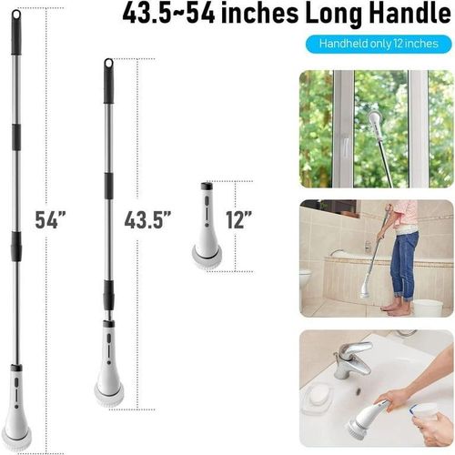 Wireless Rotatable 9-in-1 Electric Cleaning Brush For Windows Toilet Kitchen Wall Cleaner LED Display Handheld Shower Scrubber Bathroom Cleaning Tools- Multicolor