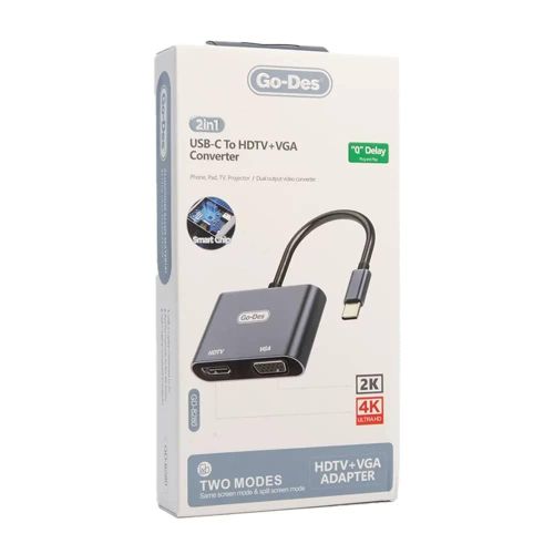 USB-C to HDTV+VGA Converter GD-8280 -Silver