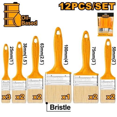INGCO 12 Pieces Paint Brush Set - Orange