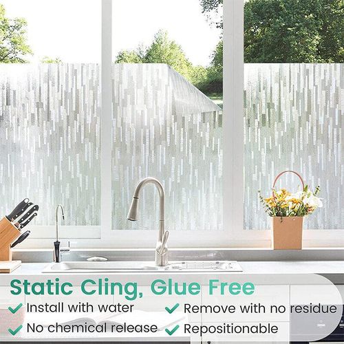 WEFILM Privacy Window Film Frosted Matte Window Sticker Static Cling Door Film Glass Film Window Sticker Anti-UV Glass Film for Home Office Living Room Meeting Room