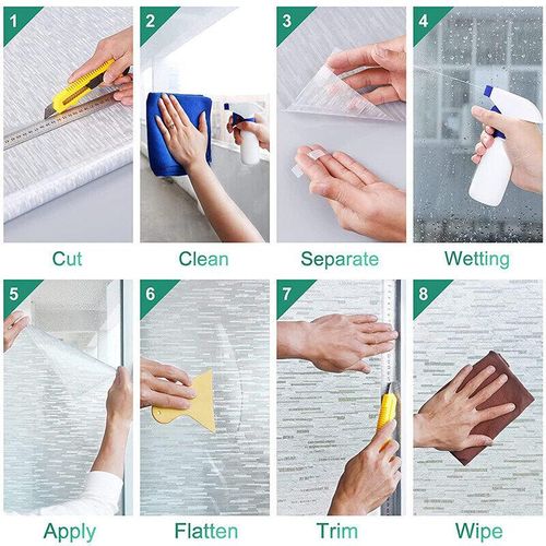 WEFILM Privacy Window Film Frosted Matte Window Sticker Static Cling Door Film Glass Film Window Sticker Anti-UV Glass Film for Home Office Living Room Meeting Room