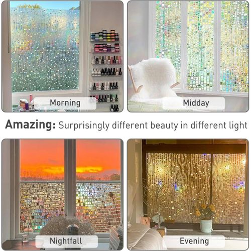 WEFILM Privacy Window Film Frosted Matte Window Sticker Static Cling Door Film Glass Film Window Sticker Anti-UV Glass Film for Home Office Living Room Meeting Room