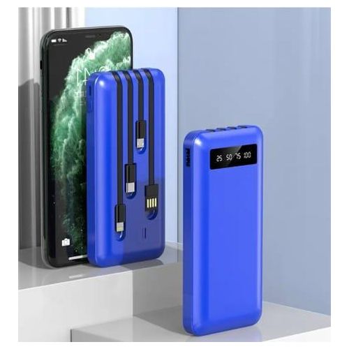 Gold africa USB Fast Charging Mobile Powerbank 10000mah 4 in1 Built in Cable Portable Li-polymer Batteries For Digital display Cellphone Power Bank- Multicolor
