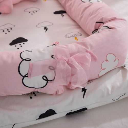 Baby Lounger Portable Infant Crib for Bed Co-Sleeping Bassinet Cradles Lounger Newborn Sleeper 100% Cotton Super Soft Breathable Washable Cloud