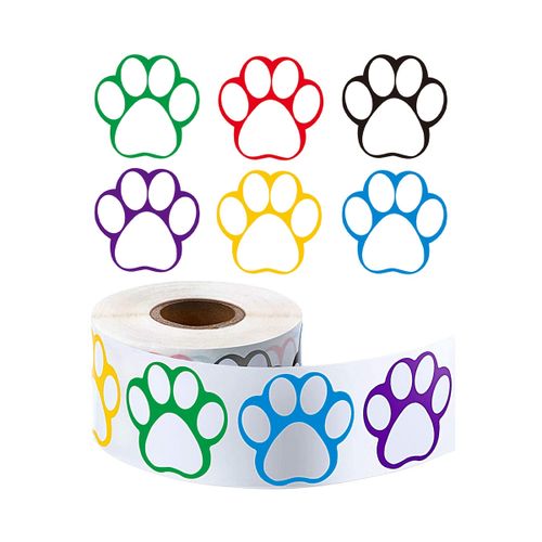 915 Generation A Roll of 500 Pieces Colorful Paw Stickers Dog Paw Name Tags Labels Stickers Paw  1Inch Mixed Color