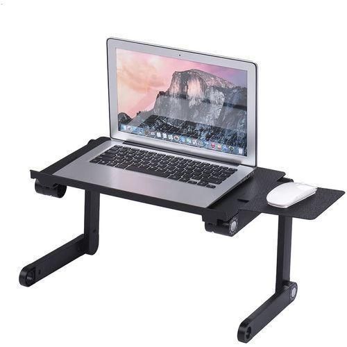 Foldable Laptop Table Stand Adjustable With Mouse Pad,Cooling Fan - Black