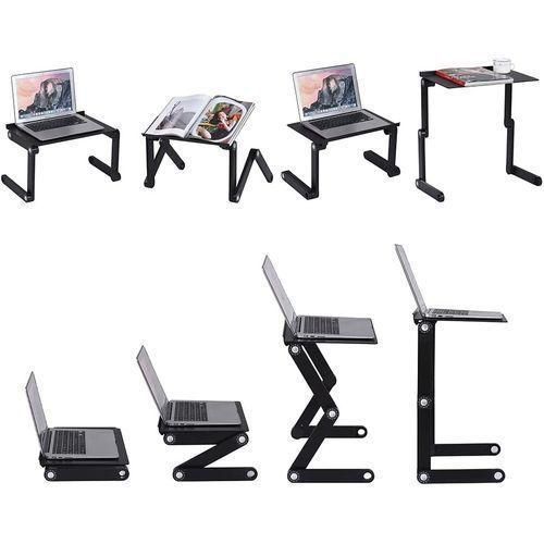 Foldable Laptop Table Stand Adjustable With Mouse Pad,Cooling Fan - Black