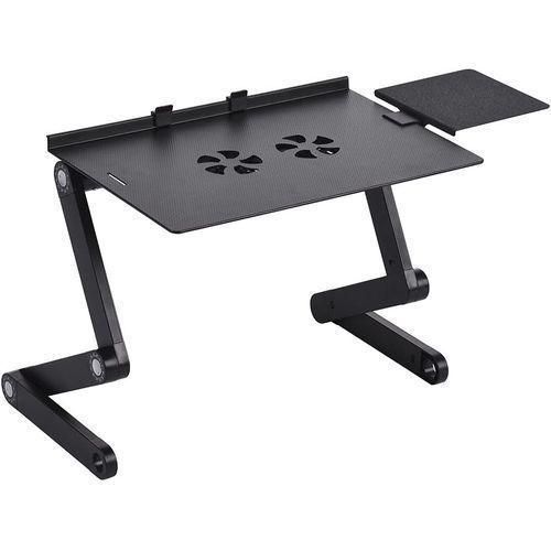 Foldable Laptop Table Stand Adjustable With Mouse Pad,Cooling Fan - Black