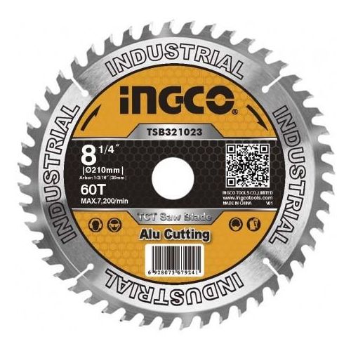 INGCO Replacement Disc For Circular Saw 210MM - 60 Teeth Aluminum Cutting - Silver