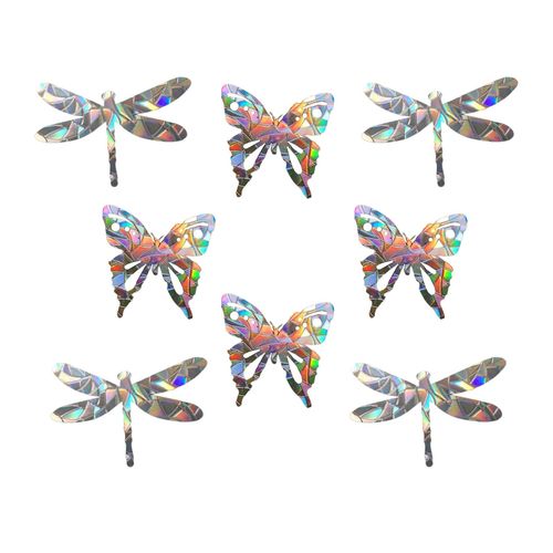 8 Window Stickers Stick For Birds, Butterflies And