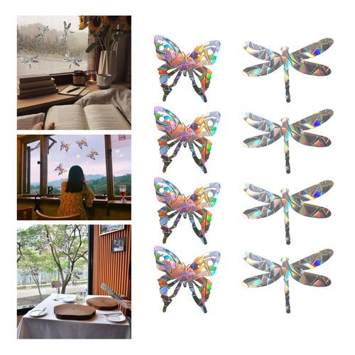 8 Window Stickers Stick For Birds, Butterflies And