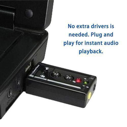 USB External Stereo Sound Adapter USB 7.1 Channel Sound- Black