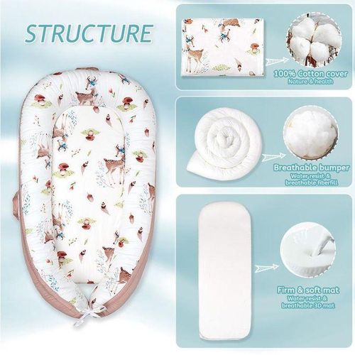 Baby Lounger Co-Sleeping Bassinet Soft Cotton Infant Bed