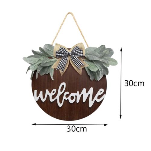 30cm Welcome Sign Wreath Hanging Seasonal For Dark Brown