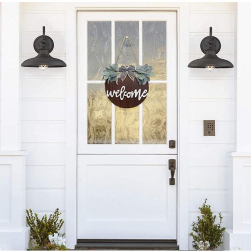 30cm Welcome Sign Wreath Hanging Seasonal For Dark Brown