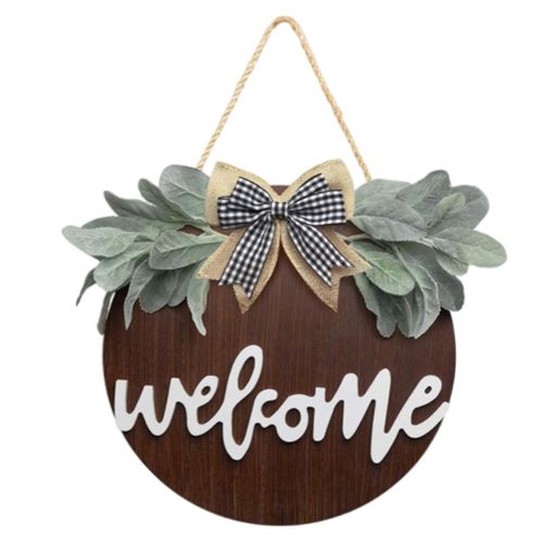 30cm Welcome Sign Wreath Hanging Seasonal For Dark Brown