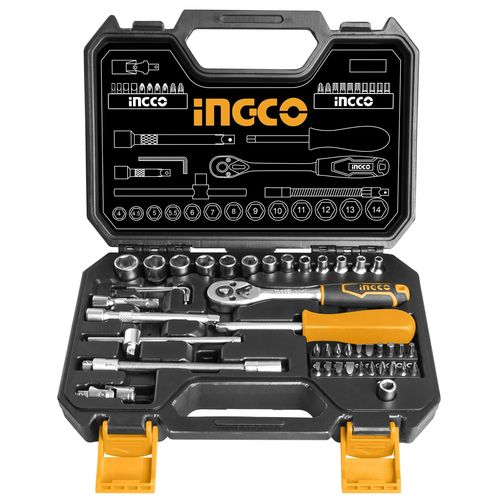 INGCO HKTS14451 - 45 Pcs 1/4" Socket Set - Orange