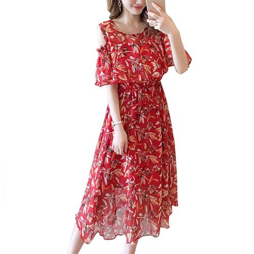 Women Breastfeeding Dress Off Shoulder Floral Thin Breathable Slim Fit Dress for Summer New,2XL NO5111