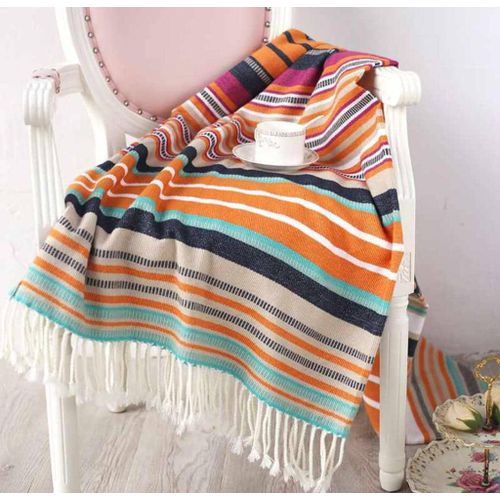Knitted Bed & Chair Throw On Blanket - Multicolor