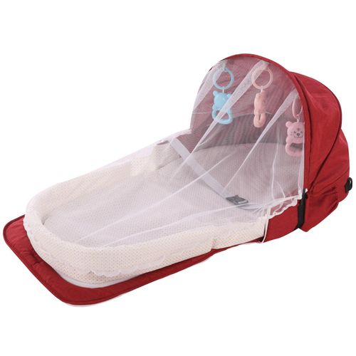 Portable Bionic Crib Multifunctional Travel Anti-Mosquito Isolation Bed Baby Folding Bed Detachable Bed Bag,Red NO5124