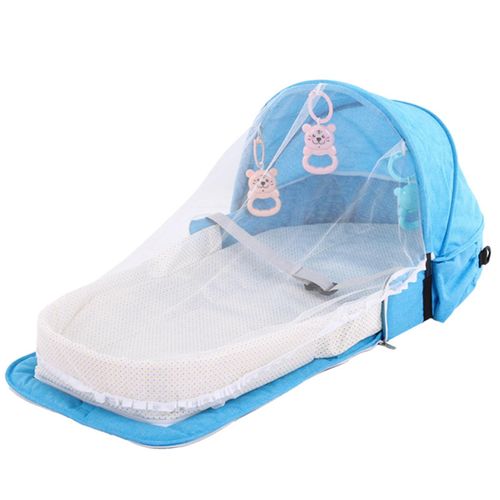 Portable Bionic Crib Multifunctional Travel Anti-Mosquito Isolation Bed Baby Folding Bed Detachable Bed Bag,Blue NO5111