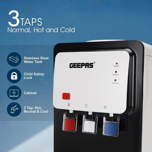 Geepas Hot & Cold Water Dispenser 2Taps  Perfect for Home, Shopping Malls, and Office-White