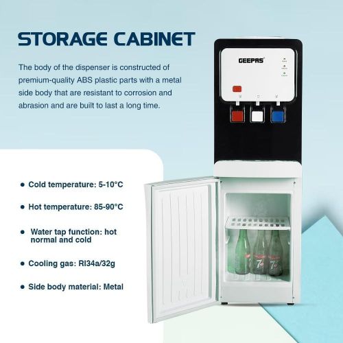 Geepas Hot & Cold Water Dispenser 2Taps  Perfect for Home, Shopping Malls, and Office-White