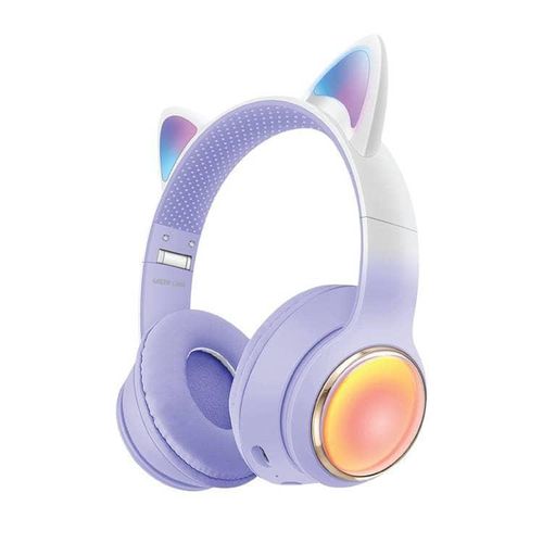 GL-400 Kids Wireless Head Phone  Bluetooth Gaming Gamer Foldable Cat Headphones with LED Light Up,Wireless  Earphone for Children Compatible Smartphone Laptop PC For nline Distant Learning
