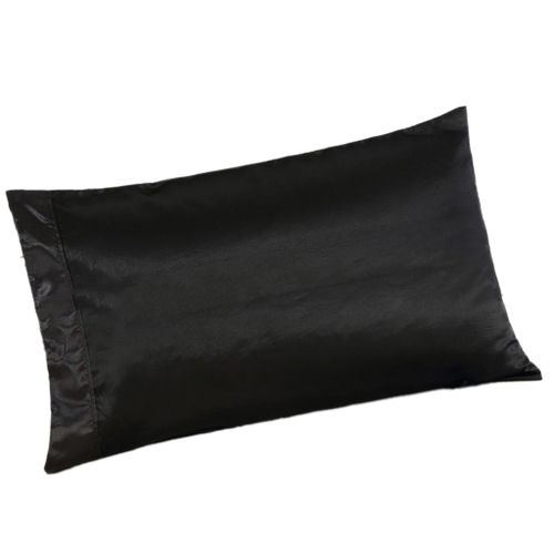 Soft Satin Pillowcase  Cover Without Zipper - Queen  Black