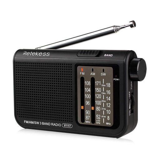 Retekess V117 FM AM SW 3 Band Radio Powered Operated By 2 AA Transistor Radio Jack Emergency Radio Receiver Portable Radio Station