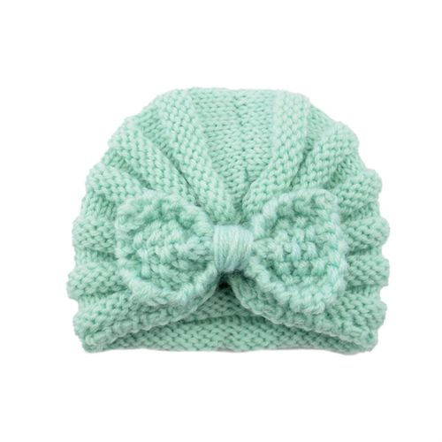 Vintage Baby Bow Beanie Cap Stretchy Boutique Headbands Knitted Hair Bows for Newborn Infant Toddler New,Mint Green NO5114